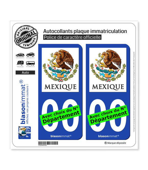 Mexique - Armoiries | Autocollant plaque immatriculation