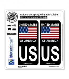 US États-Unis - Drapeau | Autocollant plaque immatriculation