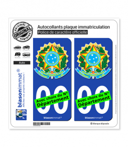 Brésil - Armoiries | Autocollant plaque immatriculation