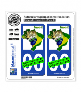 Brasil - Drapeau Animal | Autocollant plaque immatriculation