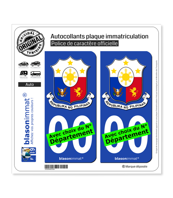 Philippines - Armoiries | Autocollant plaque immatriculation