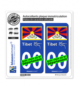 Tibet - Drapeau | Autocollant plaque immatriculation