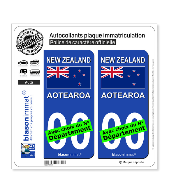 Nouvelle-Zélande - Drapeau | Autocollant plaque immatriculation