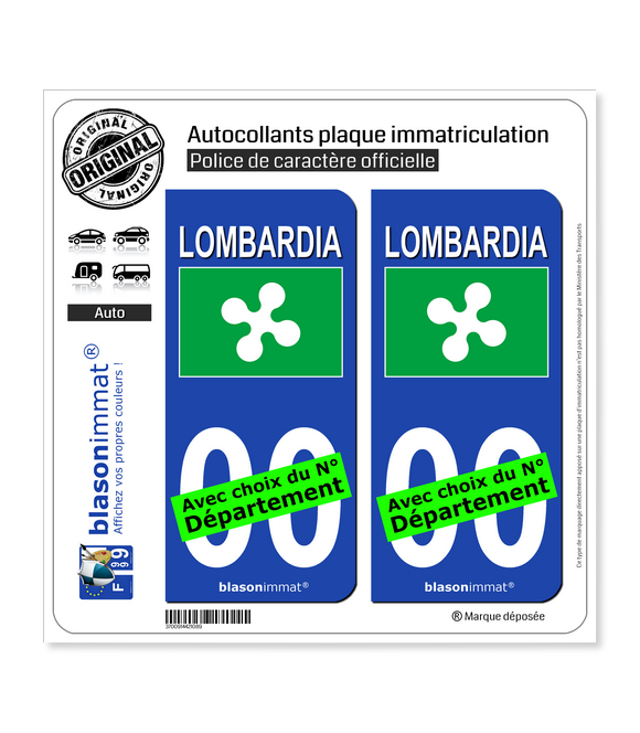 Lombardie Région - Drapeau (Italie) | Autocollant plaque immatriculation