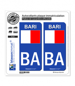 BA Bari Ville - Drapeau | Autocollant plaque immatriculation