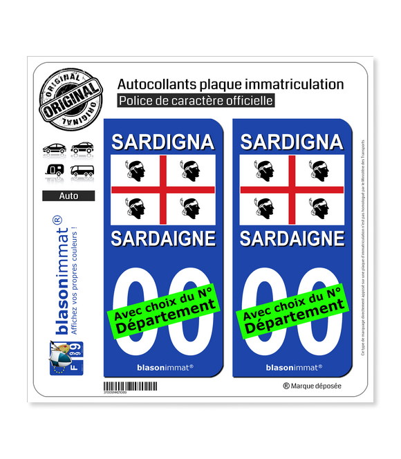 Sardaigne Région - Drapeau (Italie) | Autocollant plaque immatriculation