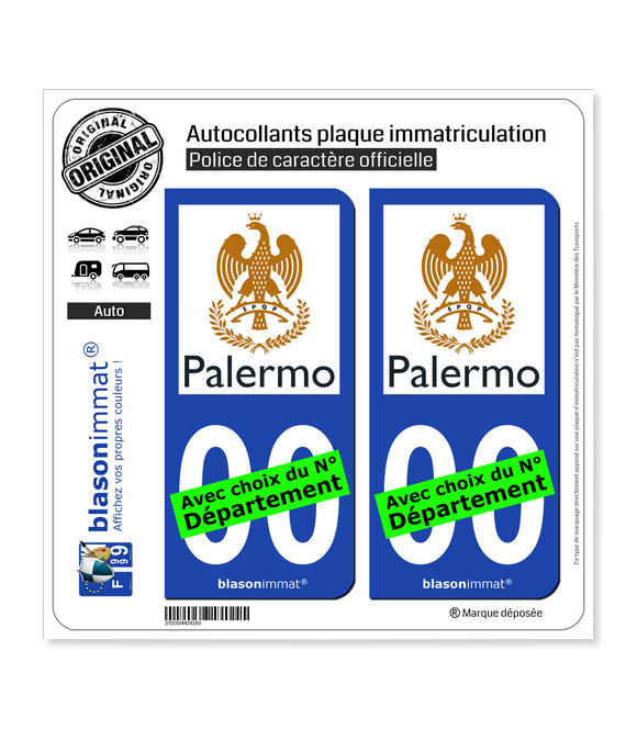 Palerme - Città | Autocollant plaque immatriculation
