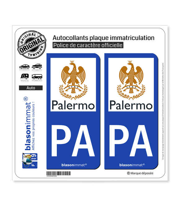 PA Palerme - Città | Autocollant plaque immatriculation