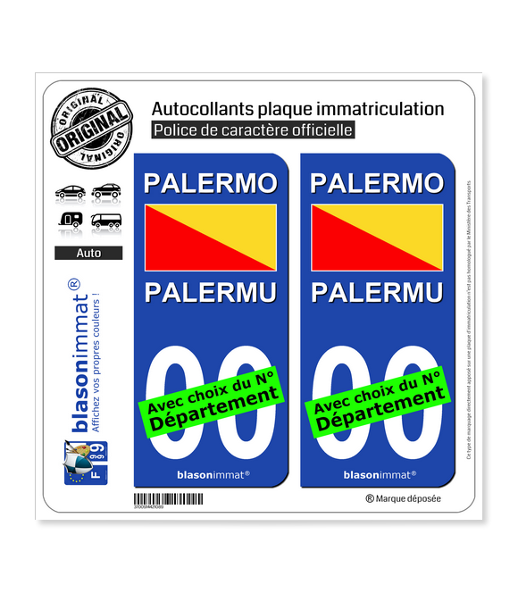 Palerme Ville - Drapeau | Autocollant plaque immatriculation