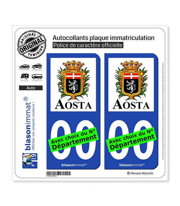Aoste Ville - Città | Autocollant plaque immatriculation