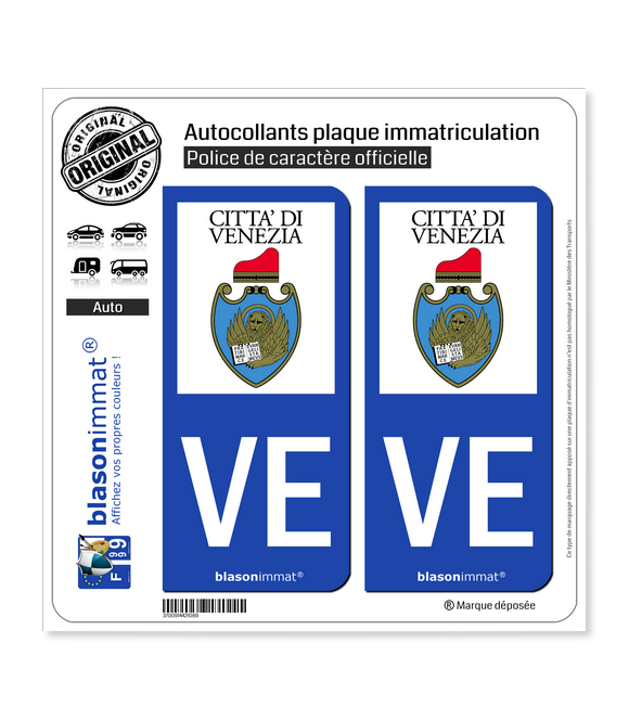 VE Venise - Città | Autocollant plaque immatriculation
