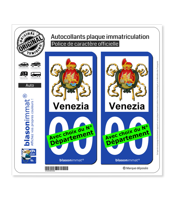 Venise Ville - Armoiries II | Autocollant plaque immatriculation