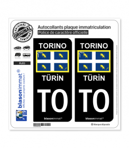 TO Turin Ville - Drapeau | Autocollant plaque immatriculation