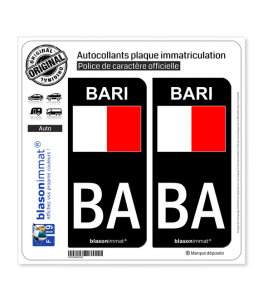 BA Bari Ville - Drapeau | Autocollant plaque immatriculation