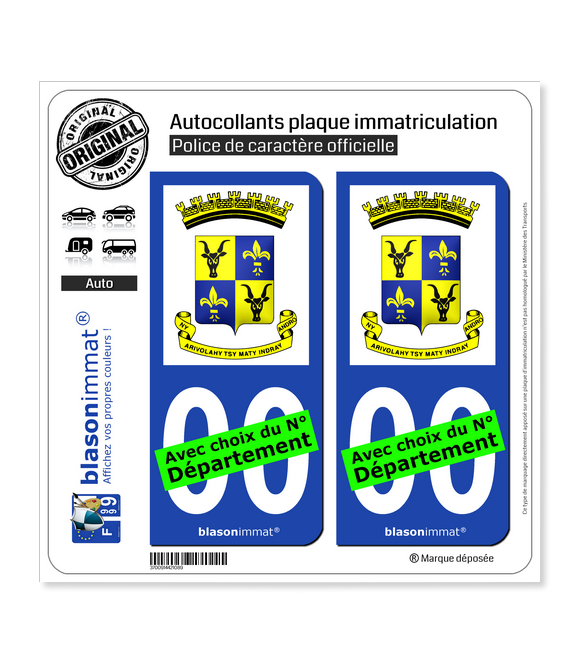 Antananarivo - Armoiries | Autocollant plaque immatriculation