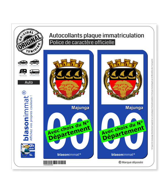 Majunga - Armoiries | Autocollant plaque immatriculation
