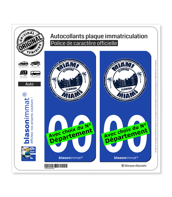 Miami Floride - Timbre | Autocollant plaque immatriculation