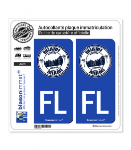 FL Miami Floride - Timbre | Autocollant plaque immatriculation