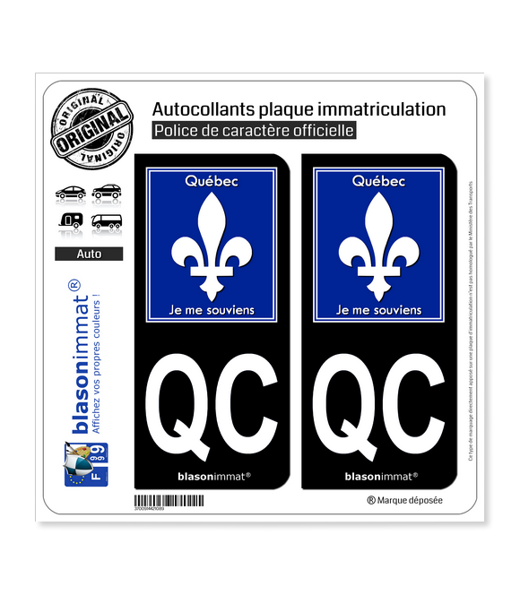 QC Québec Souvenir (Canada) Autocollant plaque immatriculation