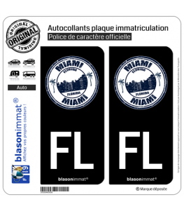 FL Miami Floride - Timbre | Autocollant plaque immatriculation