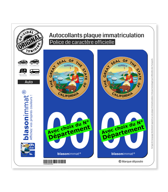 Californie - Armoiries (États-Unis) | Autocollant plaque immatriculation