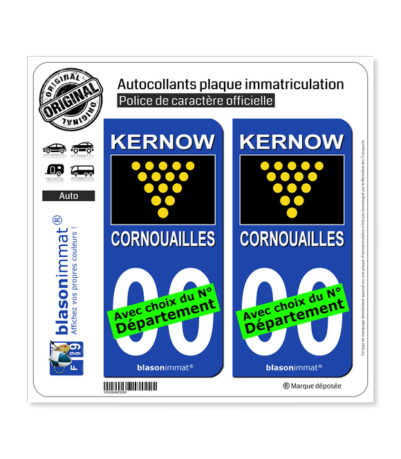 Cornouailles - Drapeau du Duc | Autocollant plaque immatriculation