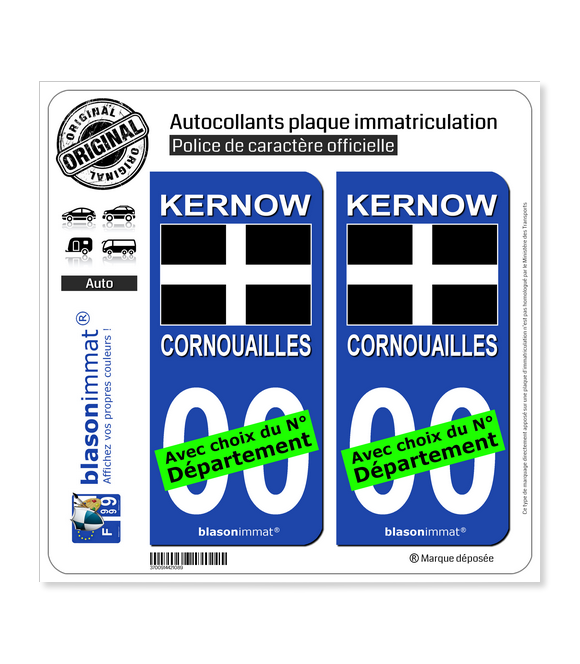 Cornouailles - Drapeau Saint Piran | Autocollant plaque immatriculation