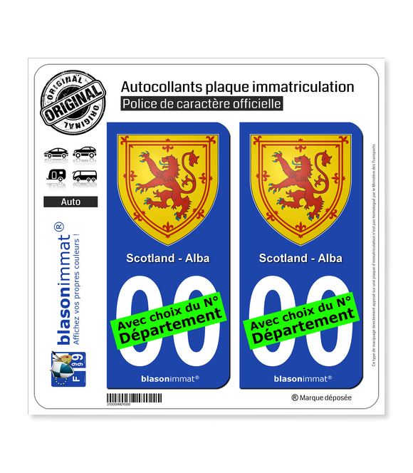 Écosse - Armoiries | Autocollant plaque immatriculation