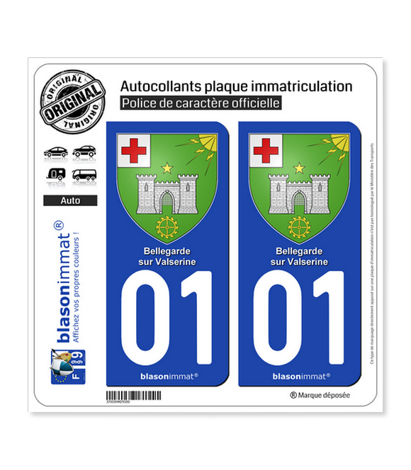 01 Bellegarde-sur-Valserine - Armoiries | Autocollant plaque immatriculation