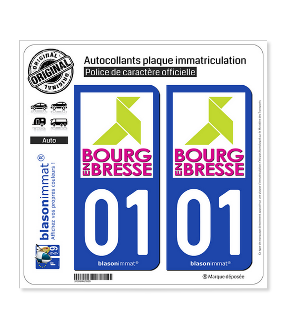 01 Bourg-en-Bresse - Tourisme | Autocollant plaque immatriculation