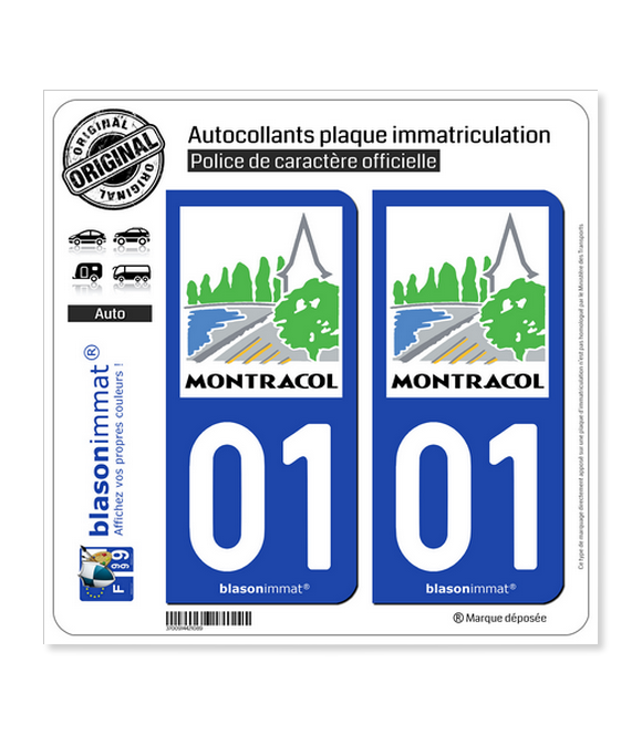 01 Montracol - Commune | Autocollant plaque immatriculation