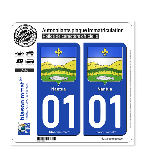 01 Nantua - Armoiries | Autocollant plaque immatriculation