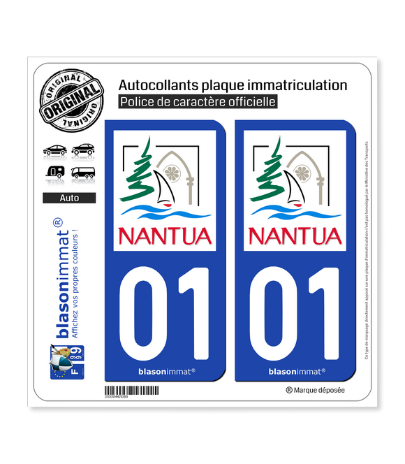 01 Nantua - Ville | Autocollant plaque immatriculation