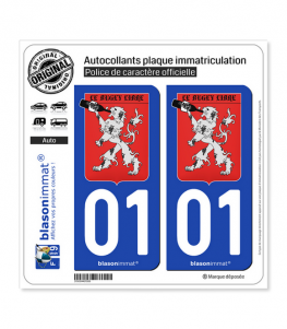 01 Bugey Libre - Armoiries | Autocollant plaque immatriculation