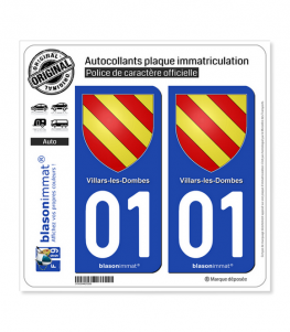 01 Villars-les-Dombes - Armoiries | Autocollant plaque immatriculation