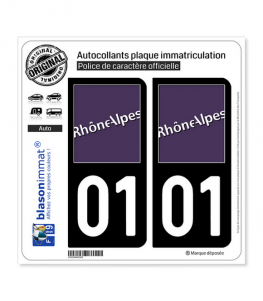 01 Rhône-Alpes - LogoType | Autocollant plaque immatriculation