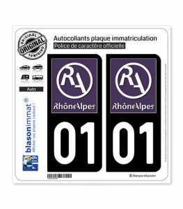 01 Rhône-Alpes - LogoType II | Autocollant plaque immatriculation