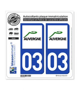 03 Auvergne - LogoType | Autocollant plaque immatriculation