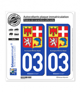 03 Auvergne-Rhône-Alpes - Armoiries | Autocollant plaque immatriculation