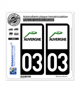 03 Auvergne - LogoType | Autocollant plaque immatriculation