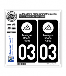 03 Auvergne-Rhône-Alpes - LogoType | Autocollant plaque immatriculation