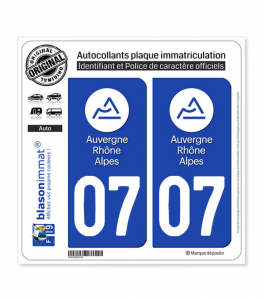 07 Auvergne-Rhône-Alpes - LogoType | Autocollant plaque immatriculation