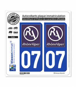 07 Rhône-Alpes - LogoType II | Autocollant plaque immatriculation