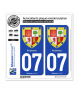 07 Aubenas - Armoiries | Autocollant plaque immatriculation