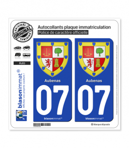 07 Aubenas - Armoiries | Autocollant plaque immatriculation