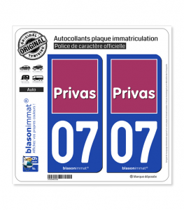 07 Privas - Ville | Autocollant plaque immatriculation