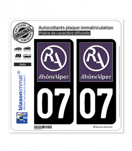 07 Rhône-Alpes - LogoType II | Autocollant plaque immatriculation