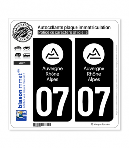 07 Auvergne-Rhône-Alpes - LogoType | Autocollant plaque immatriculation