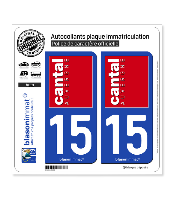 15 Cantal - Must | Autocollant plaque immatriculation