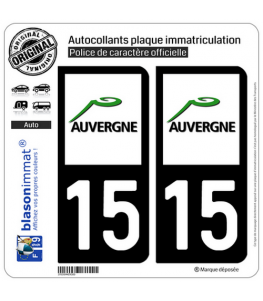 15 Auvergne - LogoType | Autocollant plaque immatriculation
